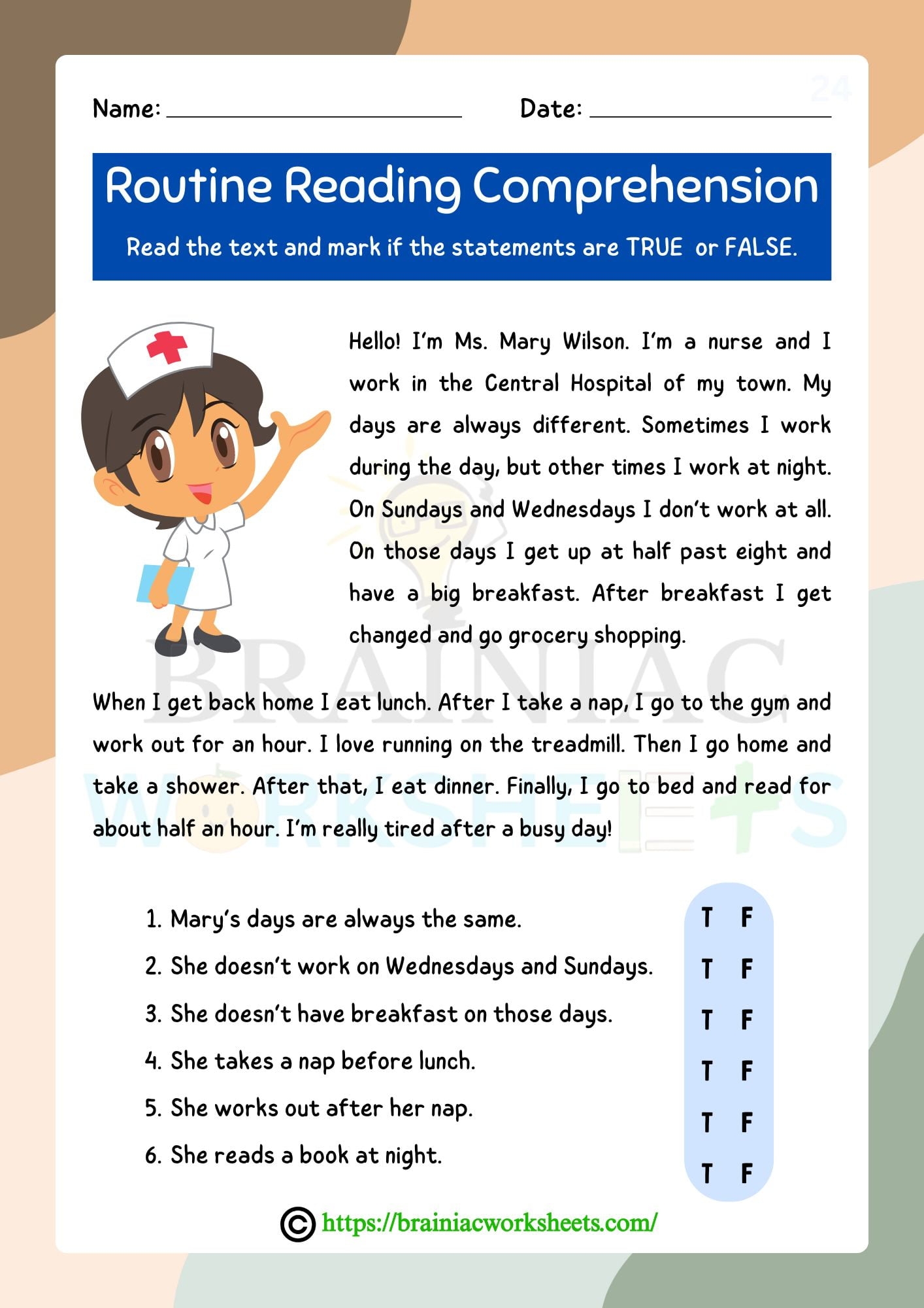 Daily Routine Reading Comprehension English Worksheet For Class 3 Brainiac Worksheets