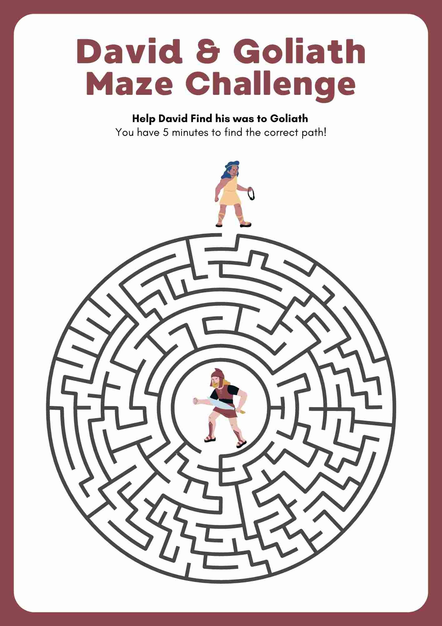 David And Goliath Maze Challenge Worksheet Free Bible Worksheets