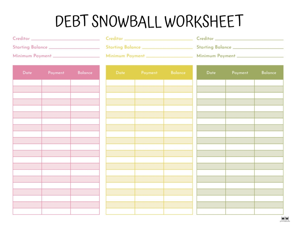 Debt Trackers Debt Snowball Worksheets 35 Pages Printabulls