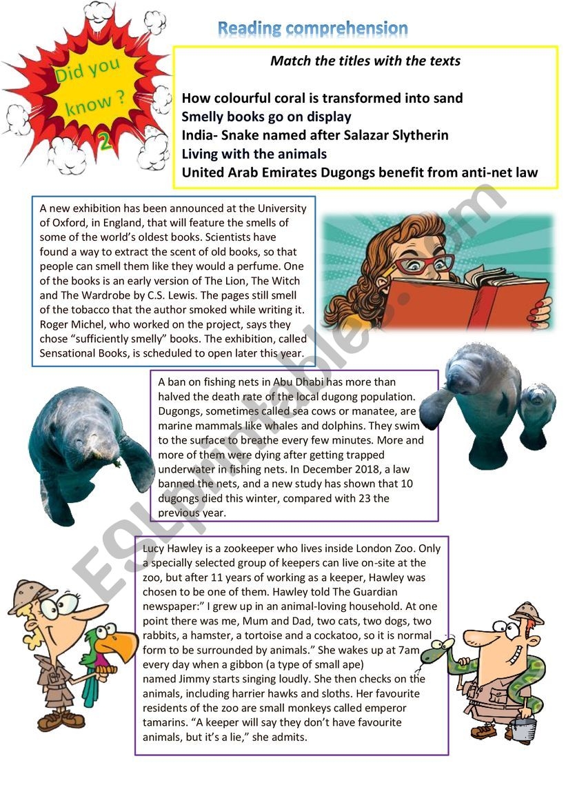 Did You Know 2 Fun Facts Reading Comprehension With Keys ESL Worksheet By Cariboo