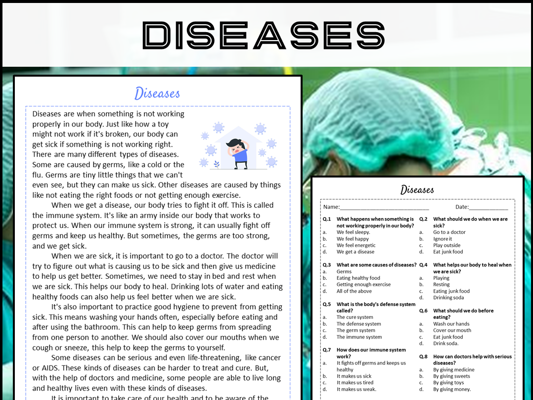 Diseases Reading Comprehension Passage And Questions PDF Teaching Resources