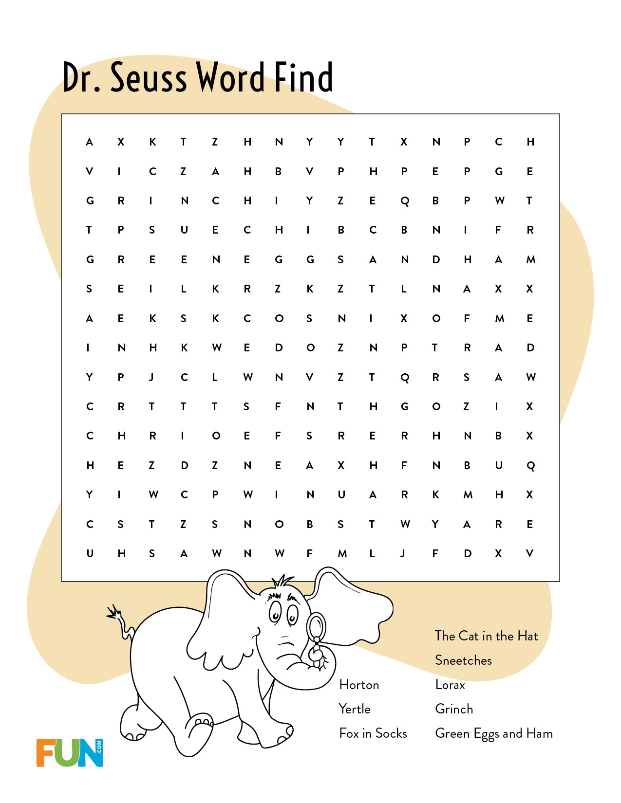 Dr Seuss Free Printable Worksheets