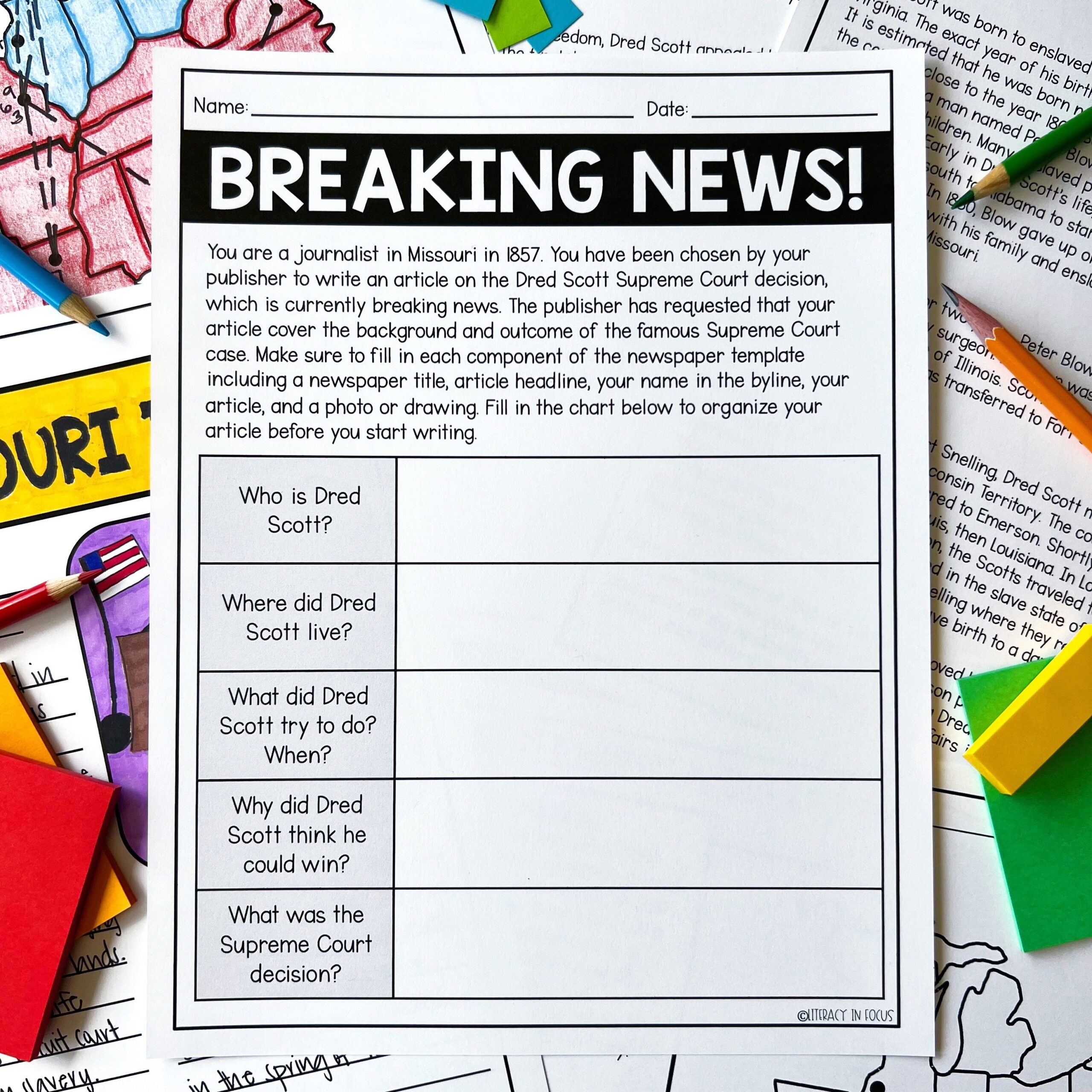 Dred Scott Reading Comprehension Worksheets Pdf