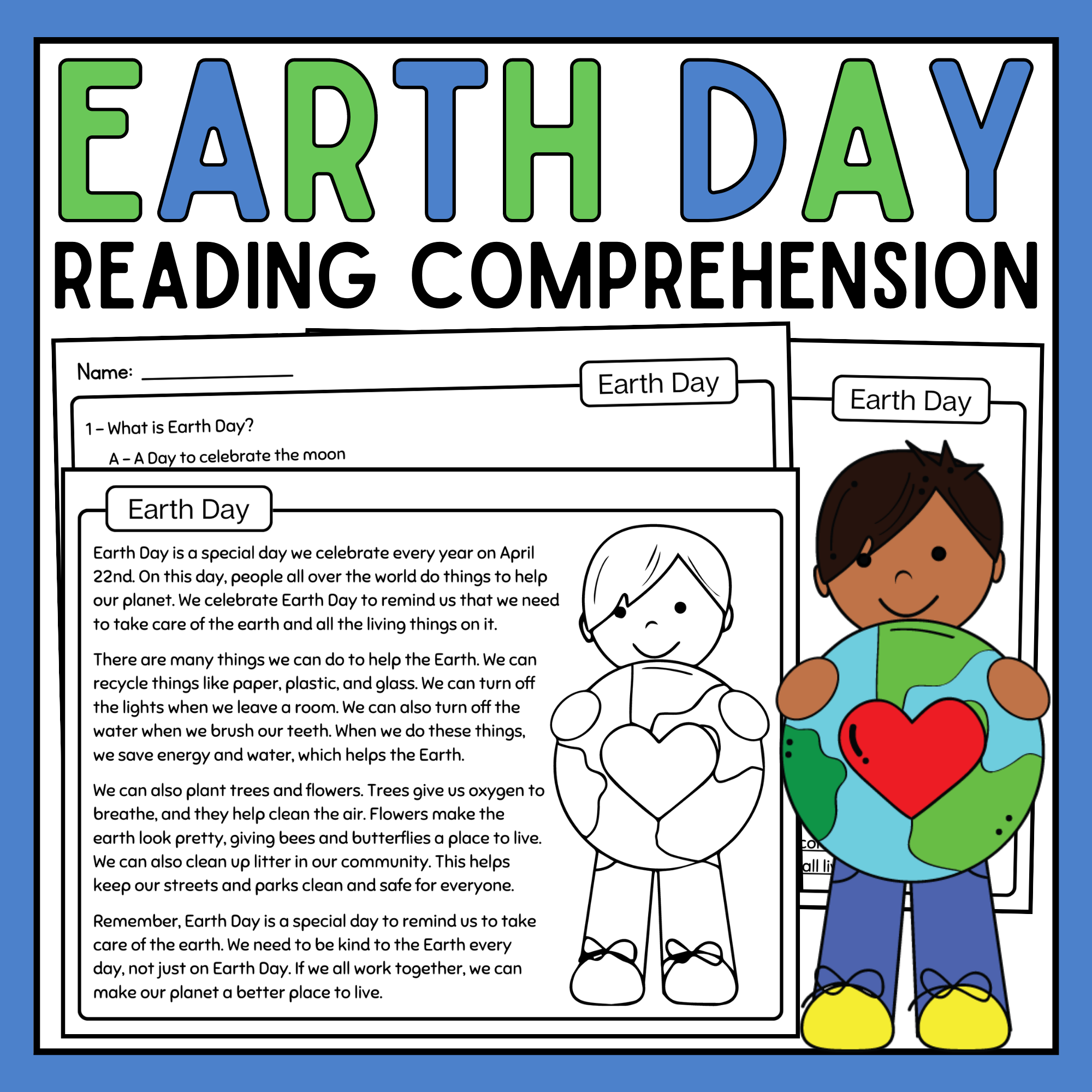 Earth Day Reading Comprehension Passage Earth Day Reading Passage Made By Teachers