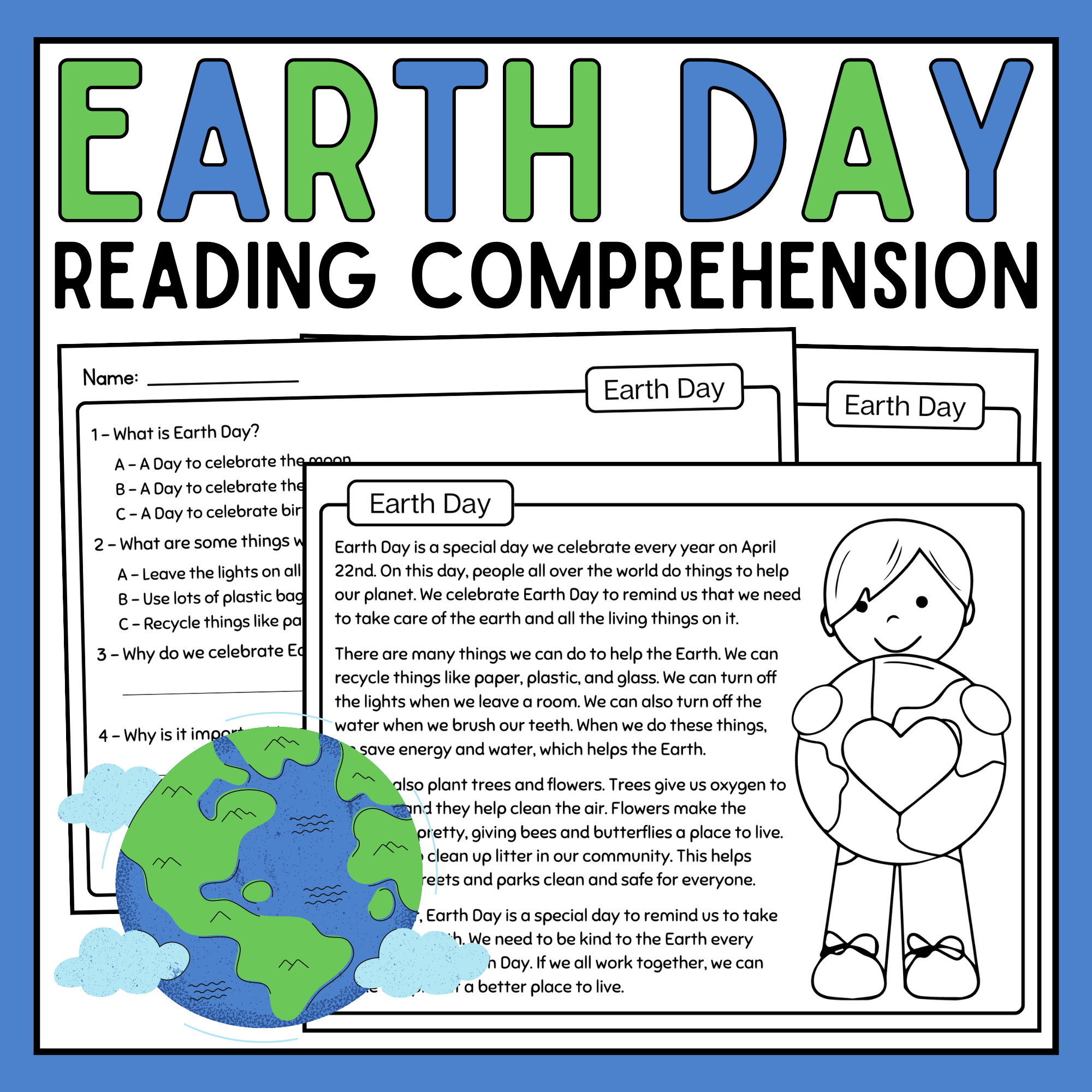 Earth Day Reading Comprehension Worksheets Free