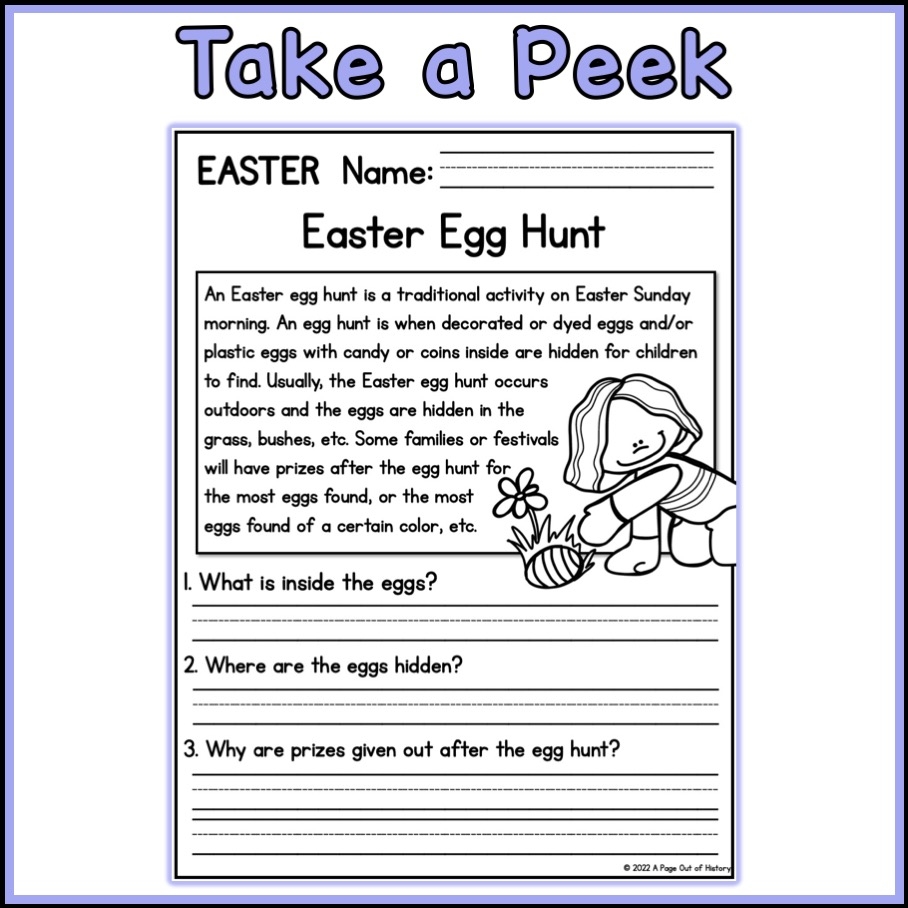 Easter Holidays Reading Comprehension Passages K 2 Made By Teachers