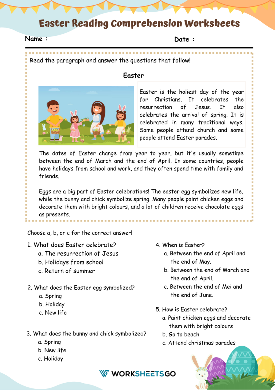 Easter Reading Comprehension Worksheet
