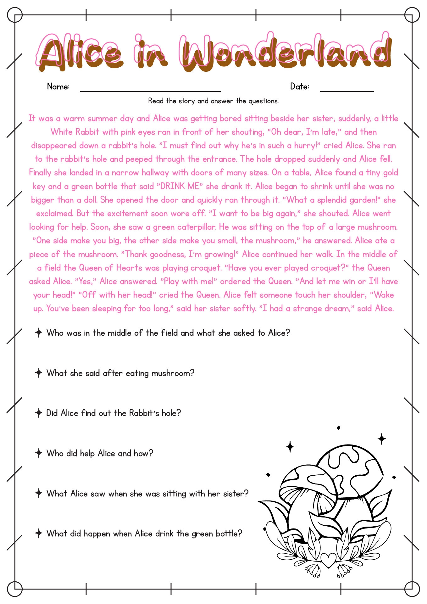 Fun Fourth Grade Reading Comprehension Worksheets