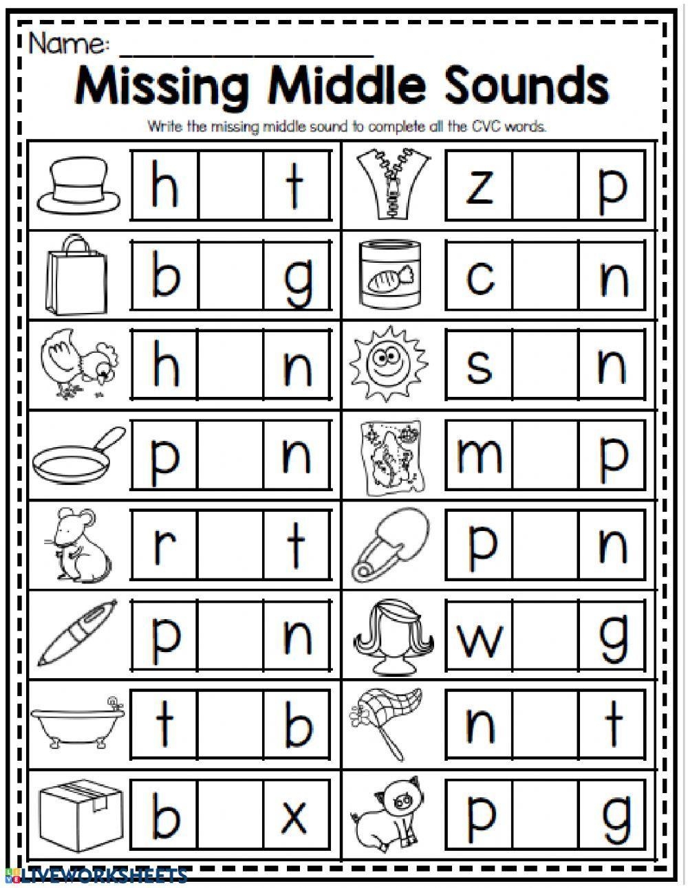Free Printable Middle Sound Worksheets Free Printable Middle Sound Worksheets
