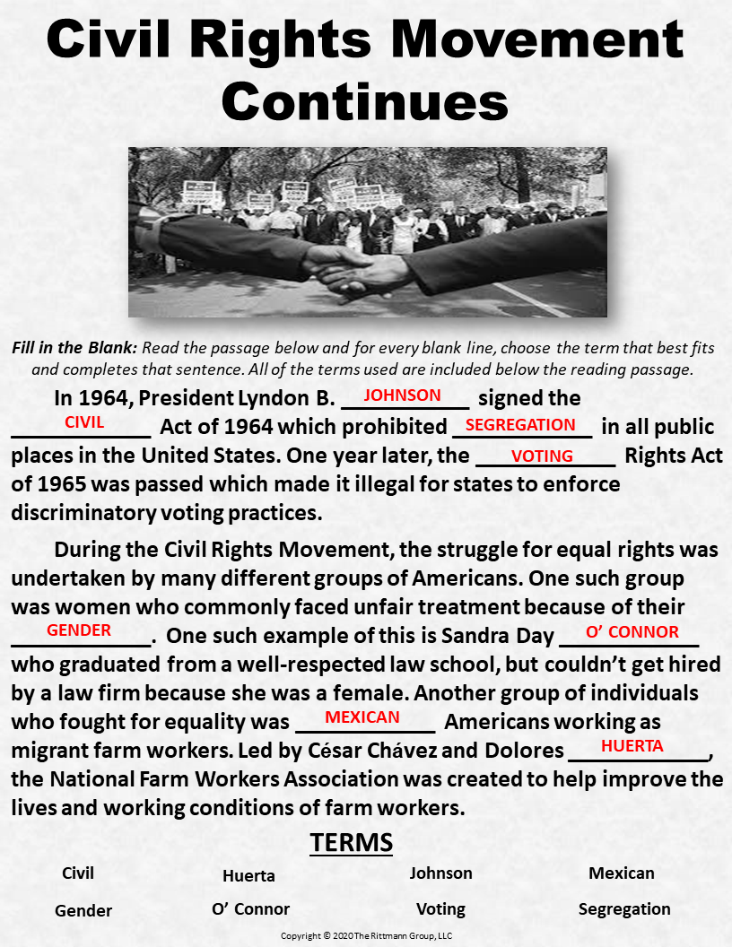 Engaging Worksheets On The Civil Rights Movement