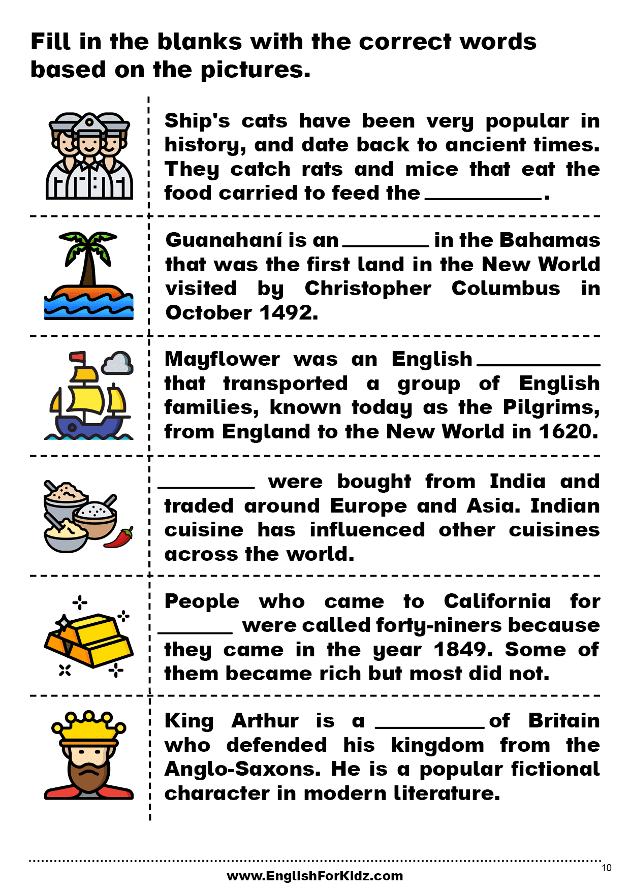 Free Columbus Day Reading Comprehension Worksheets
