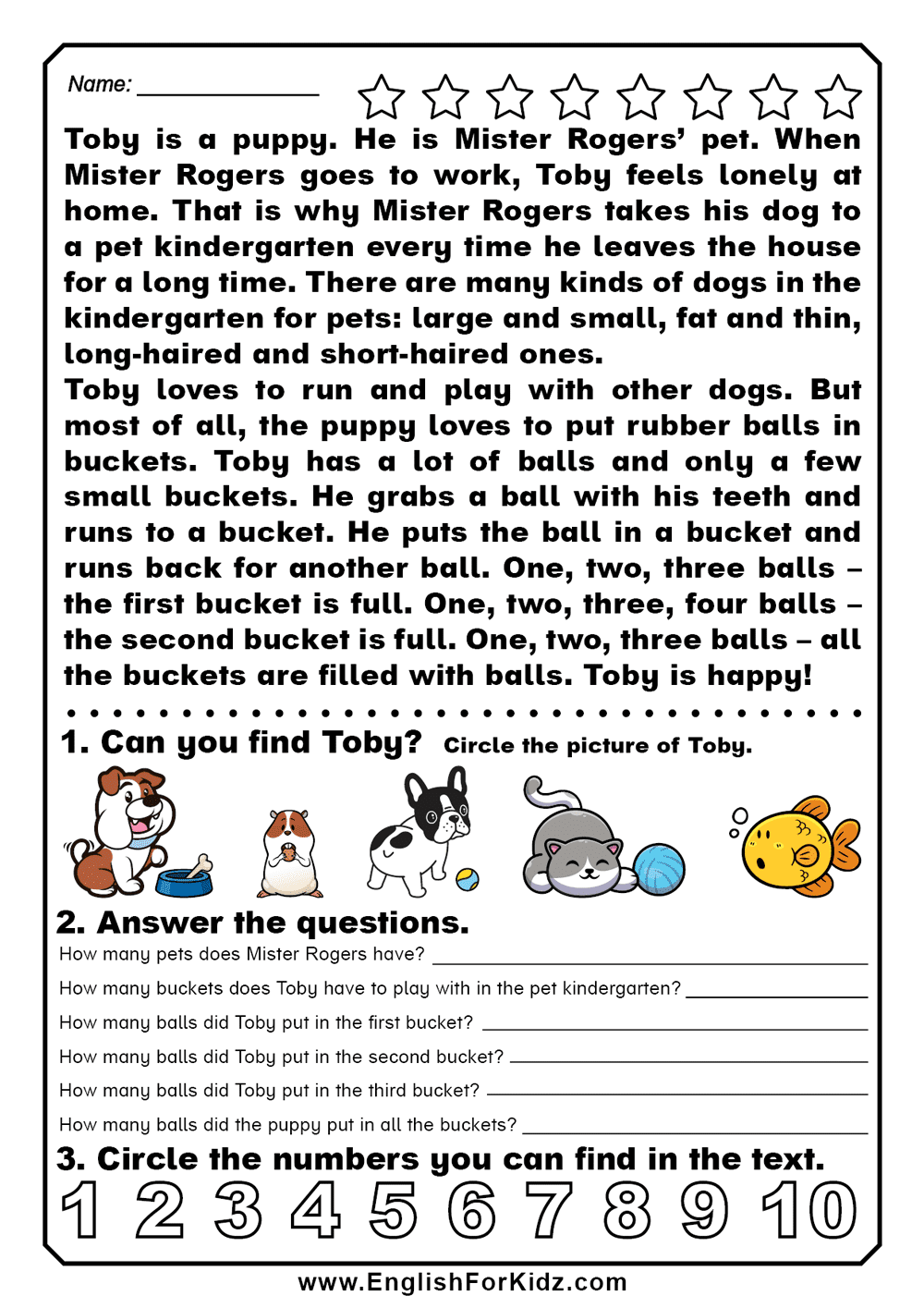 English Worksheet Reading Comprehension