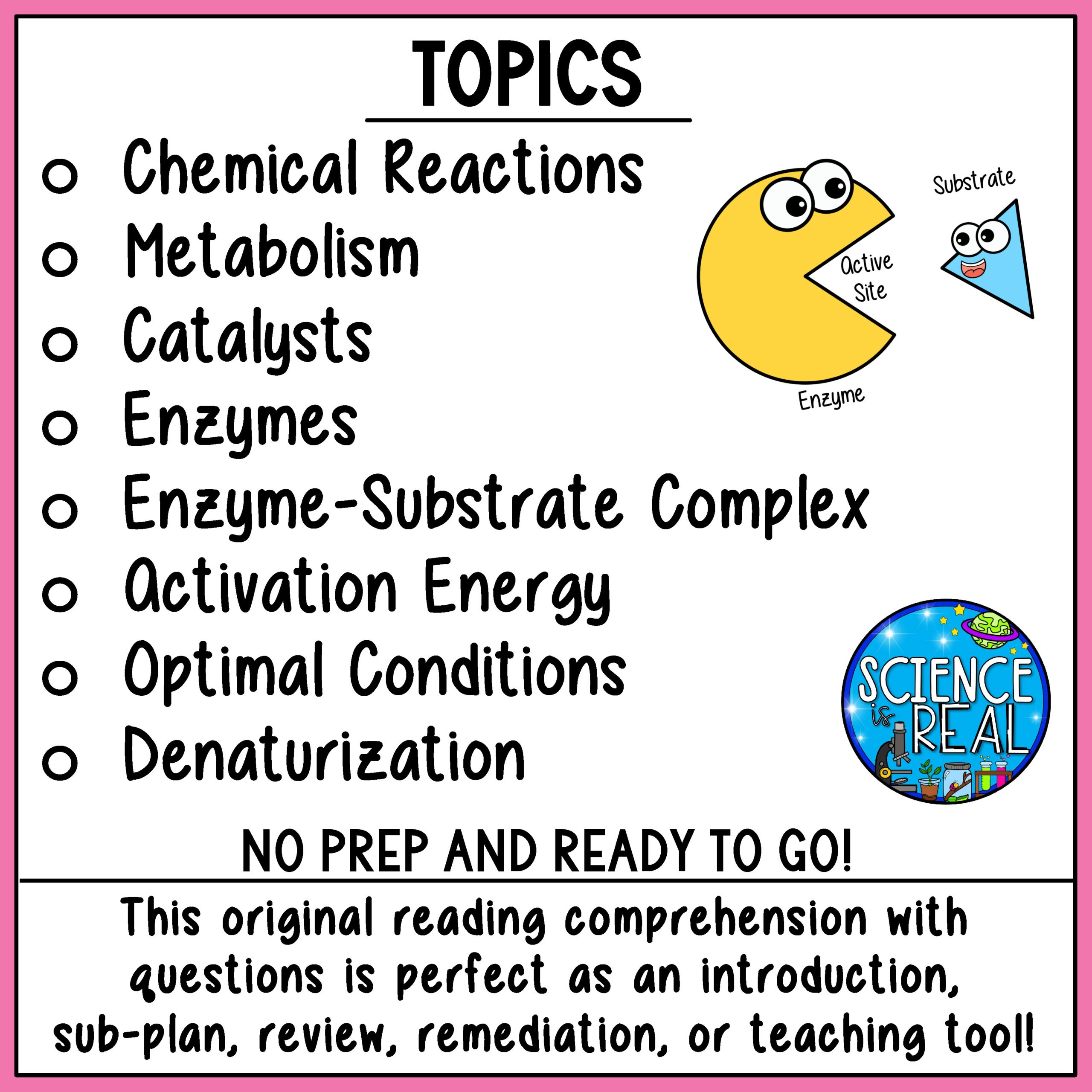 Enzyme Reading Comprehension Worksheet