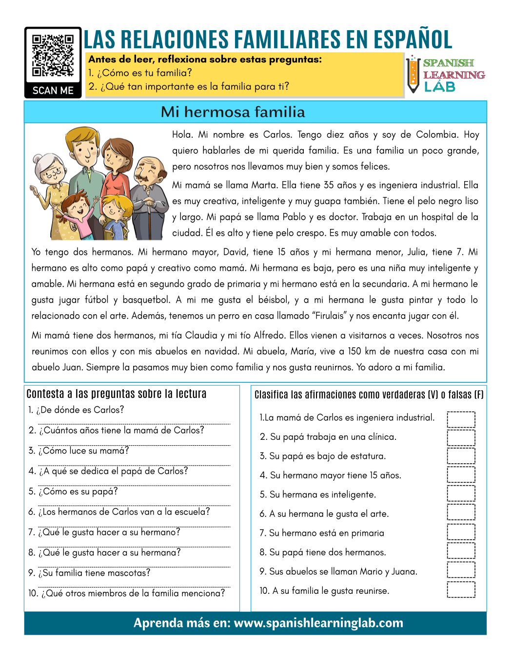Family Relationships In Spanish PDF Worksheet Spanish Learning Lab Family Relationships In Spanish PDF Worksheet Spanish Learning Lab