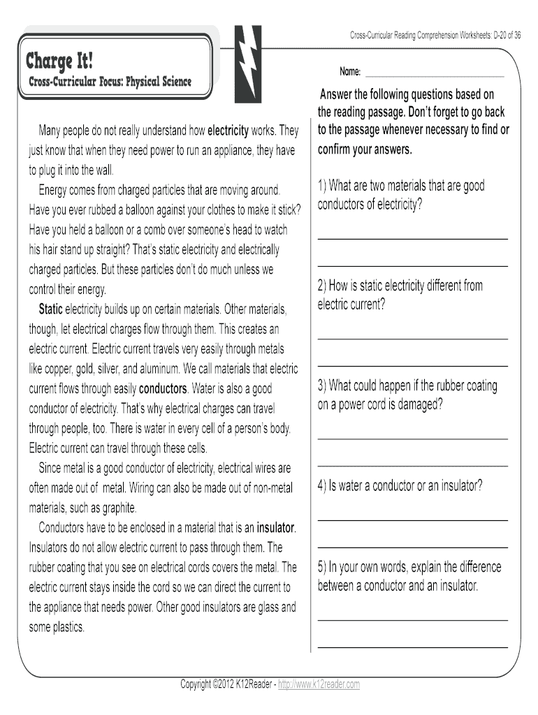 Fillable Online Cross Curricular Reading Comprehension Worksheets D 20 Of 36 Fax Email Print PdfFiller