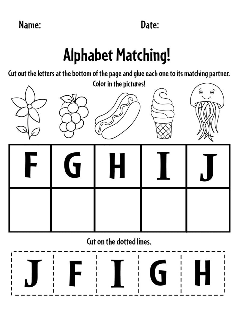 Free Alphabet Matching A Z Worksheets For Preschool The Hollydog Blog