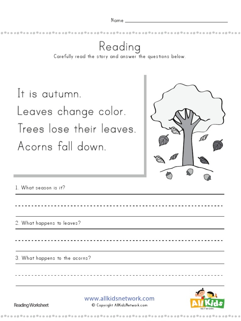 Free Autumn Reading Comprehension Worksheet Download Free Autumn Reading Comprehension Worksheet Png Images Free Worksheets On Clipart Library