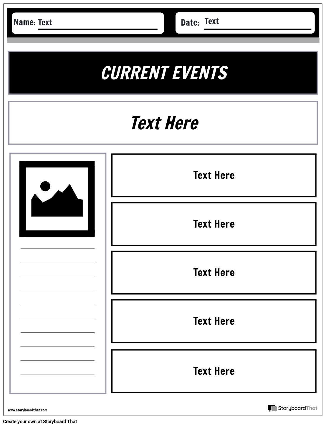 Free Current Events Worksheets StoryboardThat