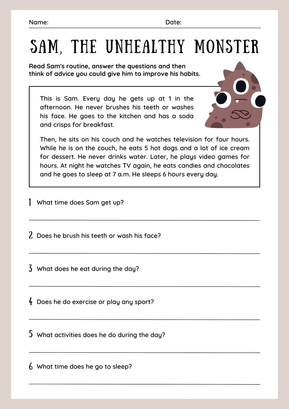 Creative Reading Comprehension Worksheet Pdf