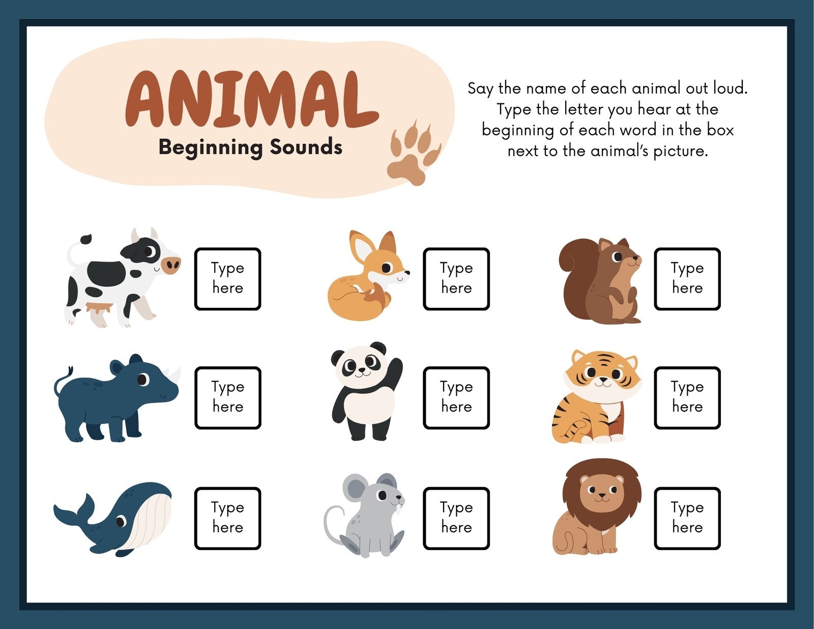 Free Custom Printable Animal Worksheet Templates Canva