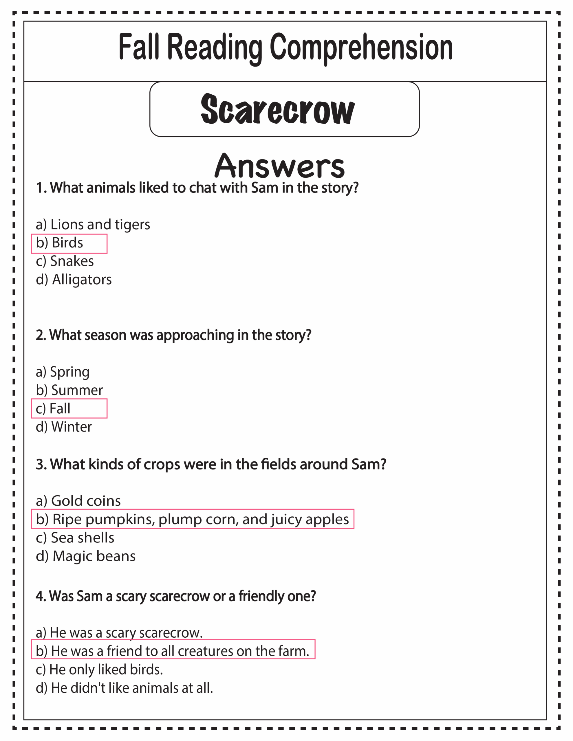 FREE Fall Reading Comprehension Passages Questions And Quizzes Autumn Made By Teachers