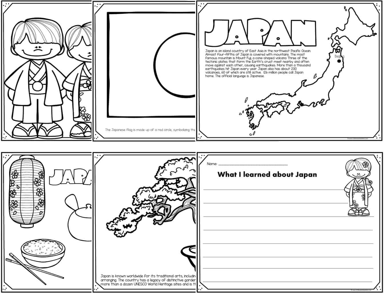 Free Printable Japan Worksheets