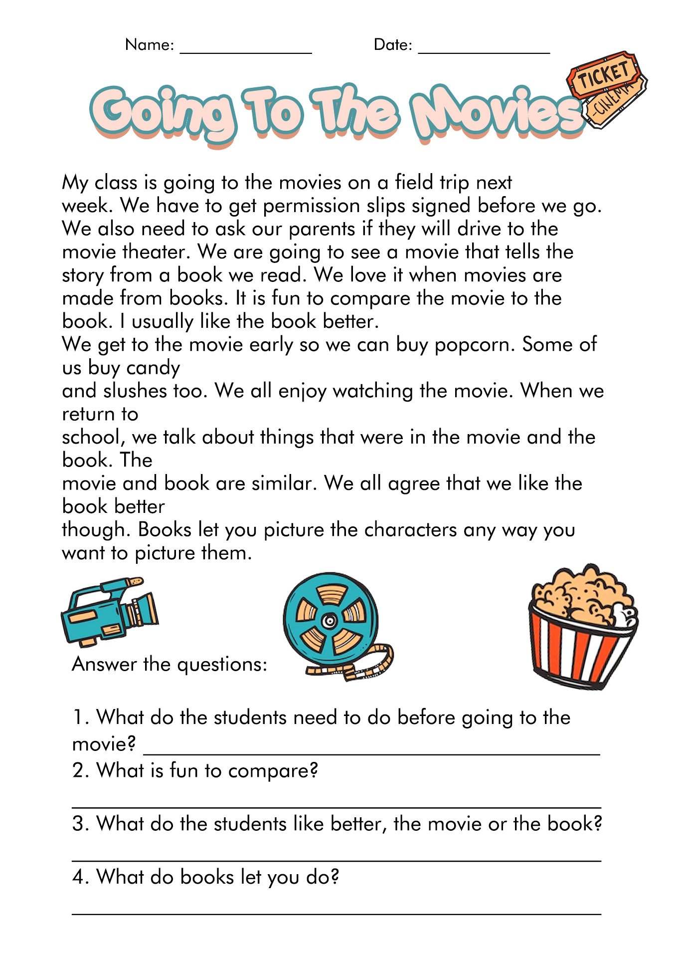 Fun Third Grade Reading Comprehension Worksheets