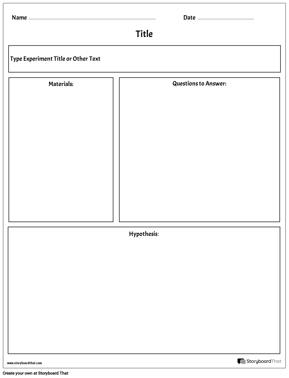 Free Printable Science Experiment Worksheets