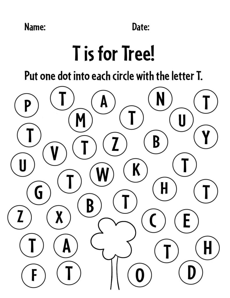 Preschool Free Printable Letter T Worksheet