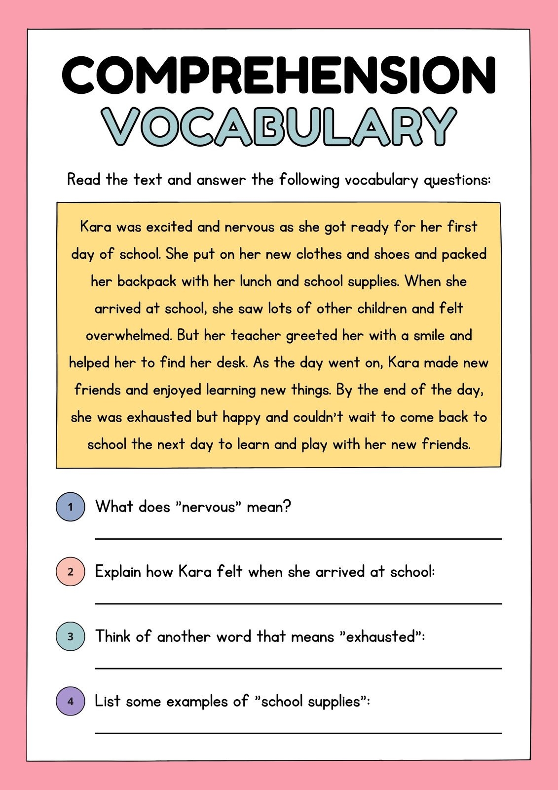Free Printable 2nd Grade Reading Worksheet Templates Canva