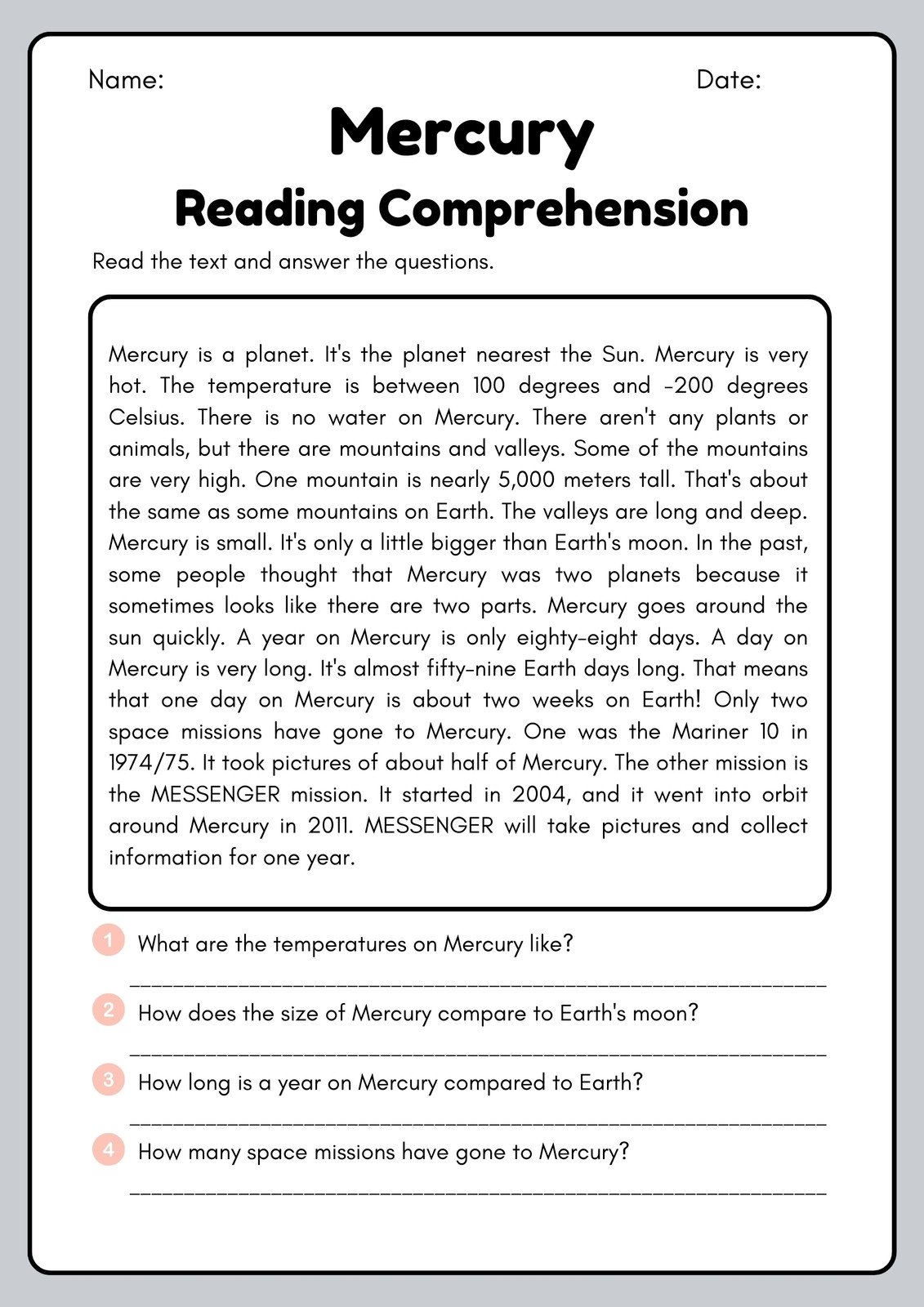 Fun 3Rd Grade Reading Comprehension Worksheets