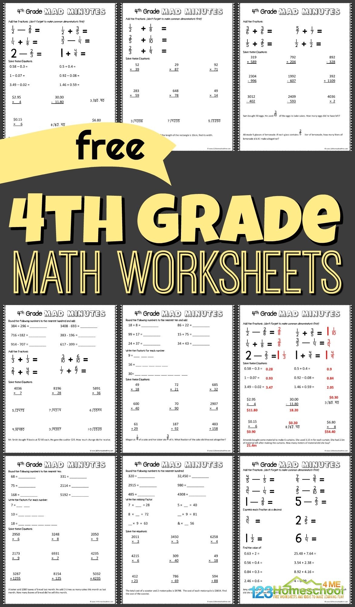 Free Printable Worksheets Year 4
