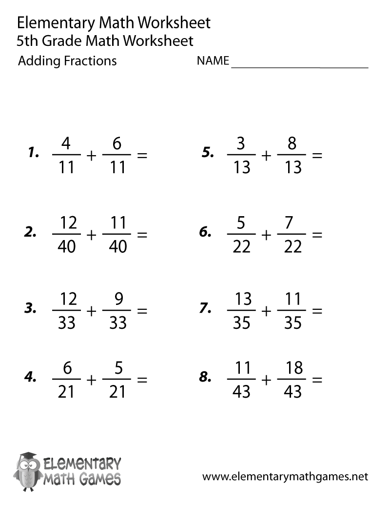 Fractions Worksheets Free Printables Grade 5