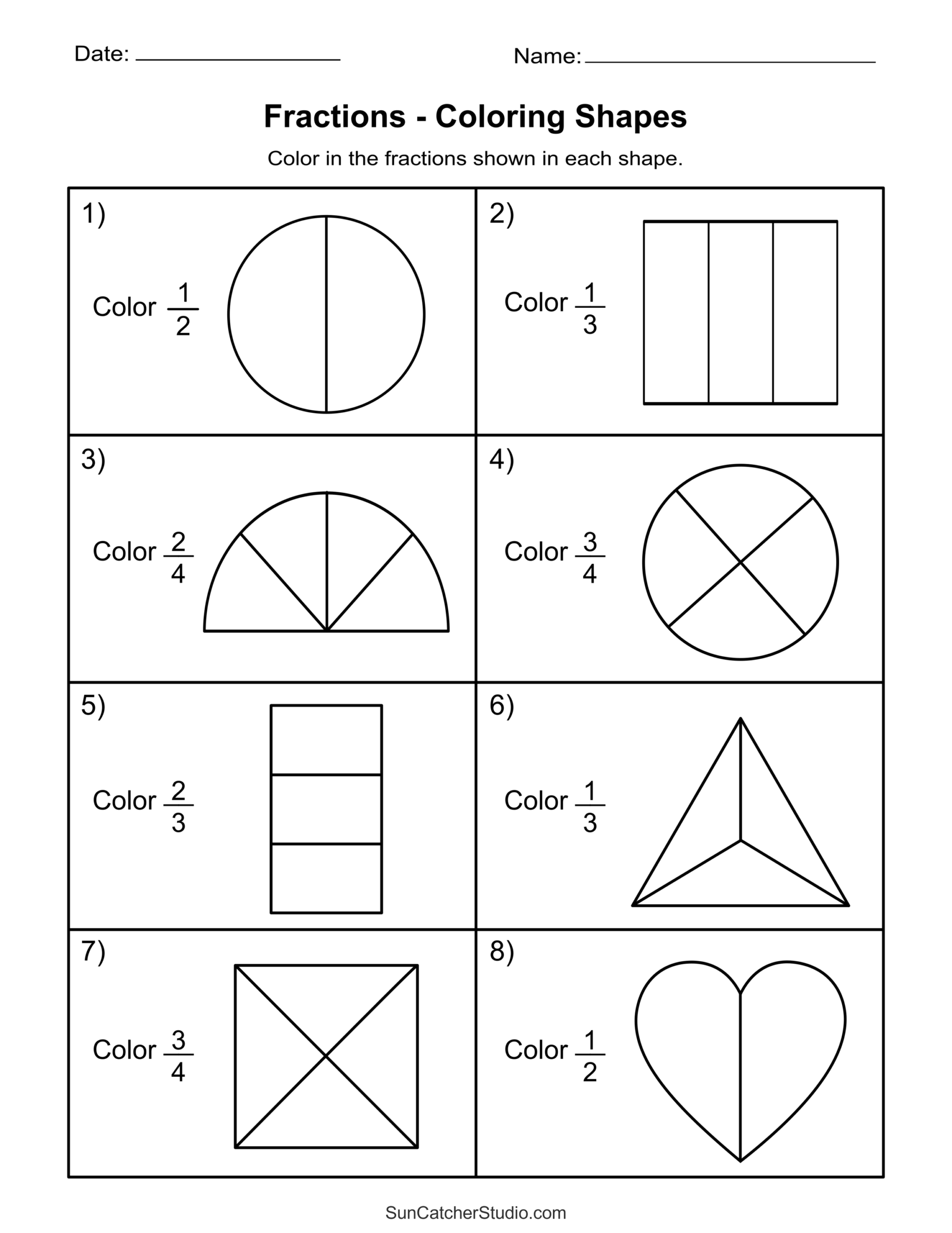 Free Printable Fractions Worksheets Comparing Identifying Free Printables Monograms Design Tools Patterns DIY Projects
