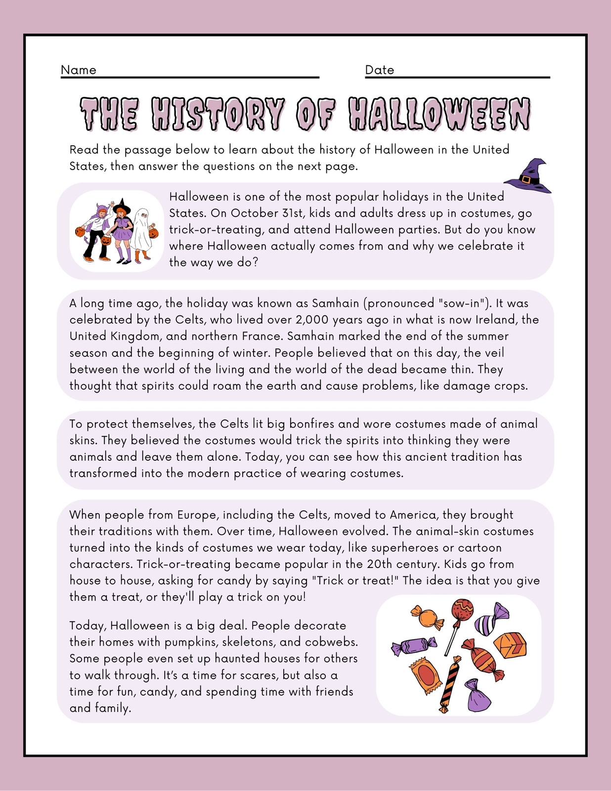 Easy Halloween Reading Comprehension Worksheets Easy Halloween Reading Comprehension Worksheets