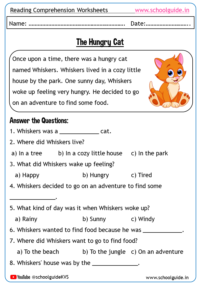 Grade One Reading Comprehension Worksheets