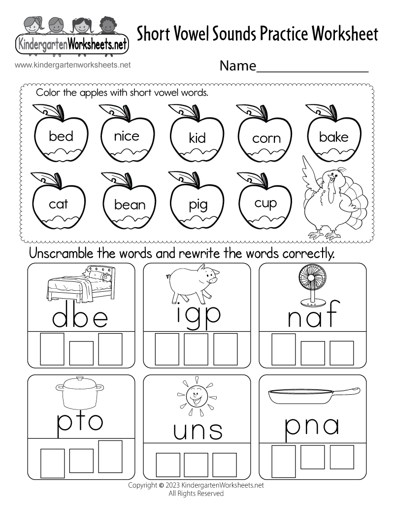 Short Vowel Worksheet Free Printable