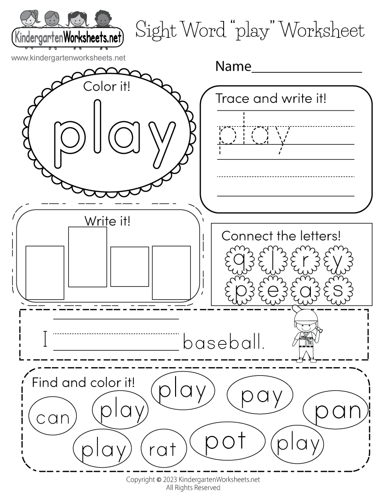 Free Printable Sight Word Worksheet