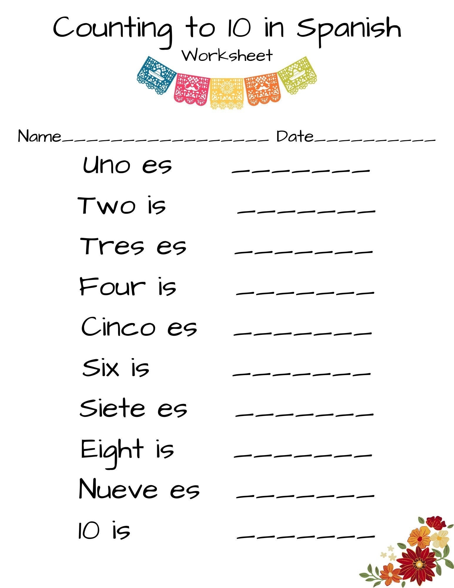 Free Printable Spanish Number Worksheets