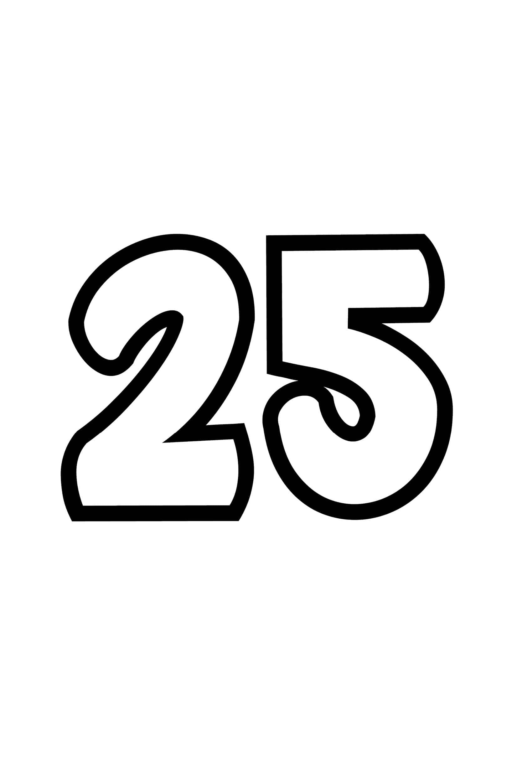 Free Printable Tracing Numbers Bubble Number 25