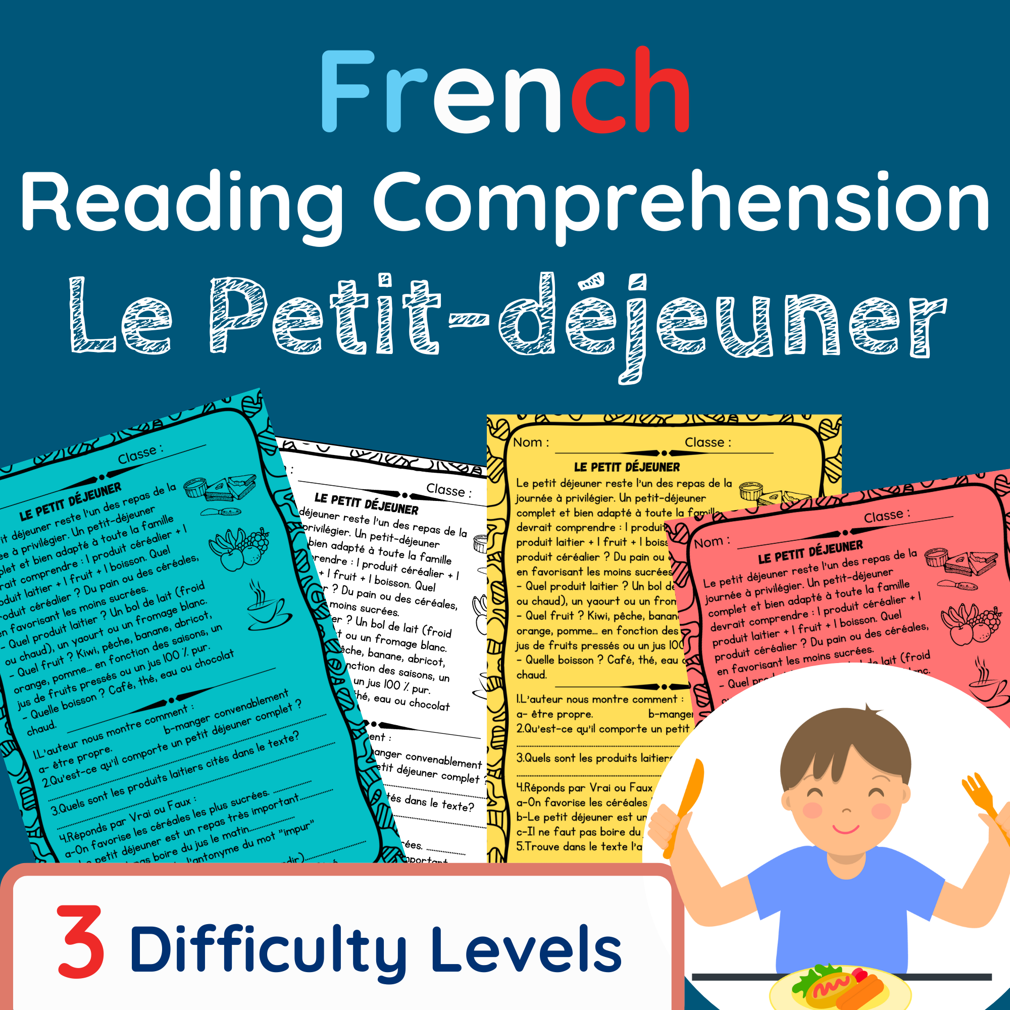 French Reading Comprehension Worksheets Beginners