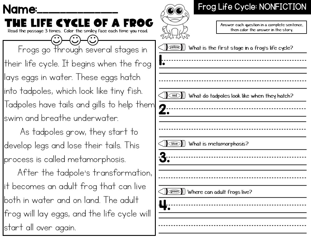 Fiction Reading Comprehension Worksheets 2Nd Grade