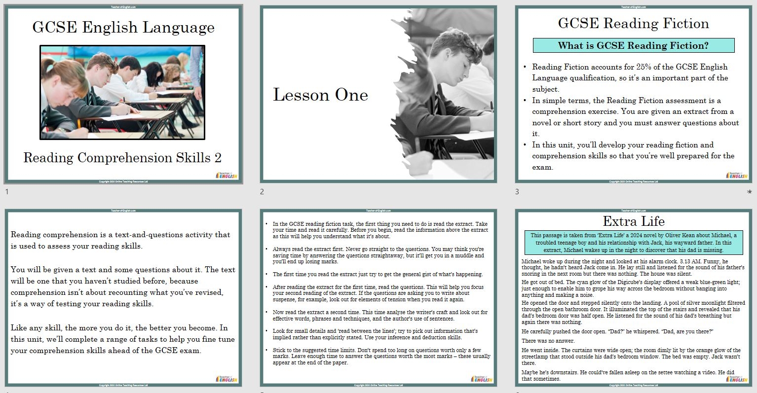 GCSE English Language Reading Comprehension Skills 2 Teaching Resources