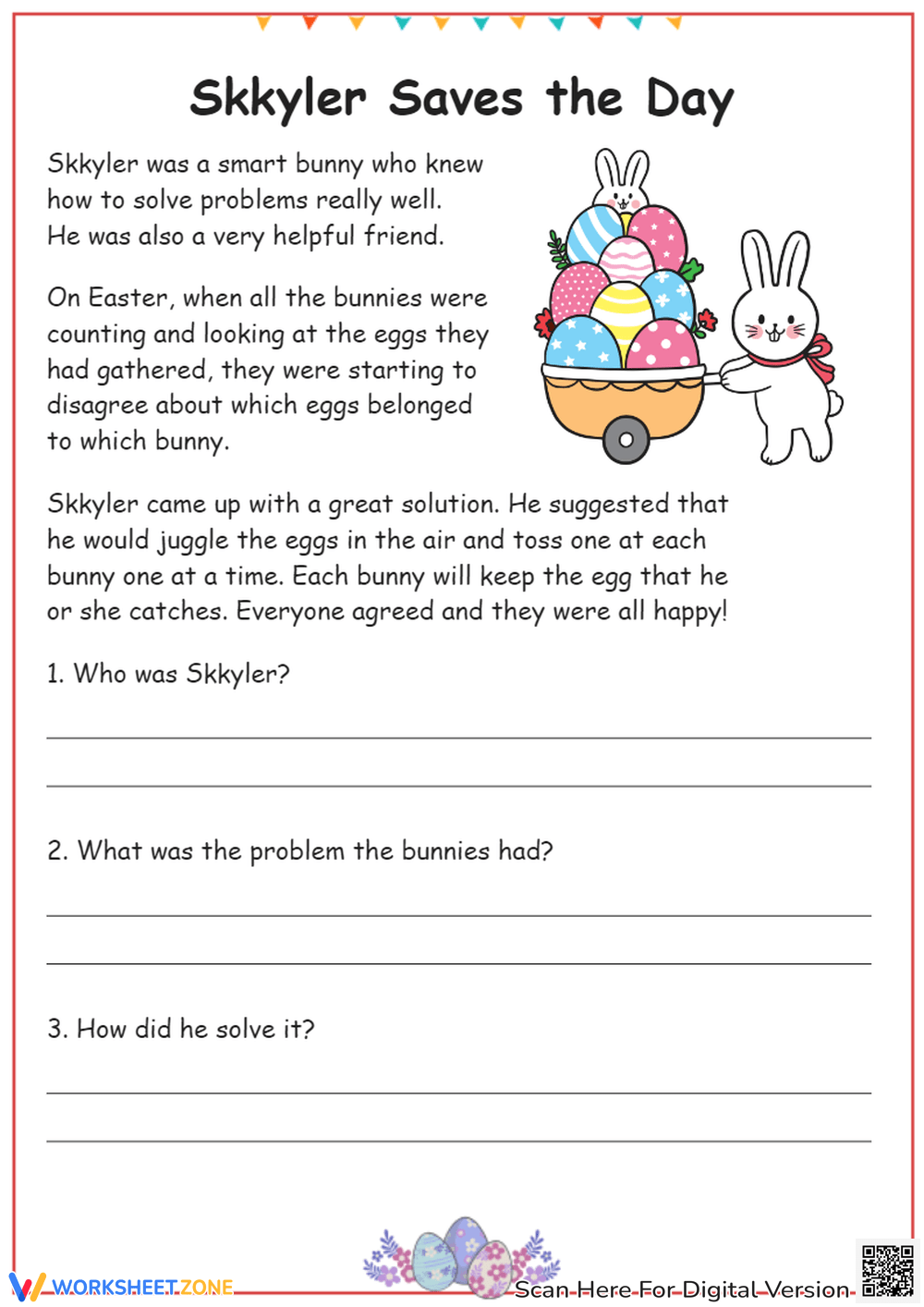 Grade 3 Easter Reading Comprehension Worksheets
