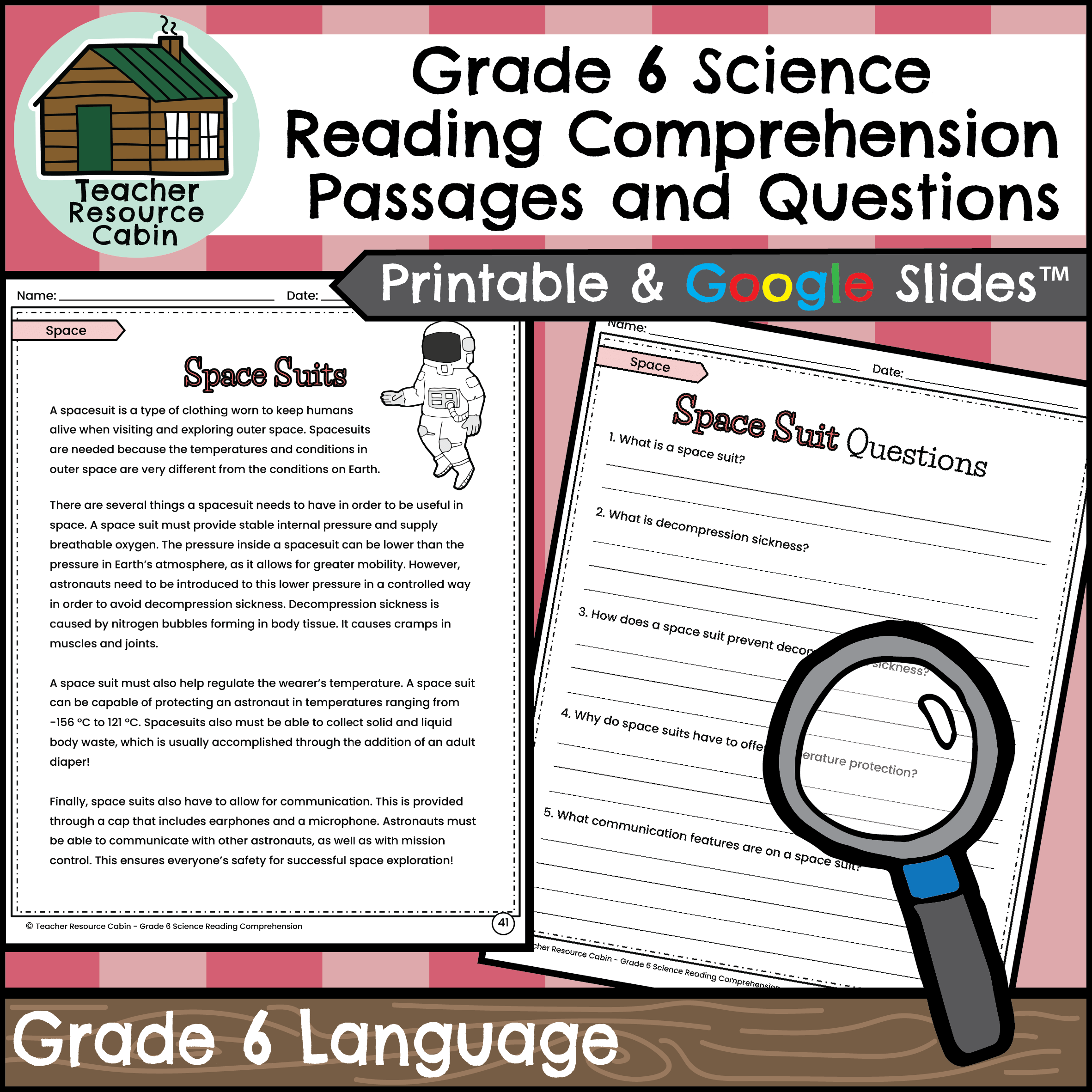 6Th Grade Science Reading Comprehension Worksheets
