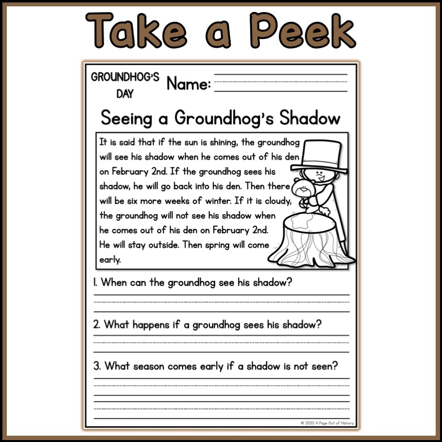 Groundhog Day Reading Comprehension Worksheet Free