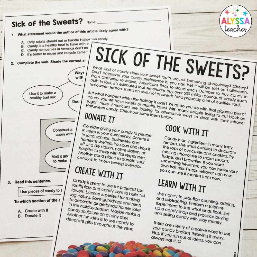 Halloween Reading Activities For 4th Grade Alyssa Teaches