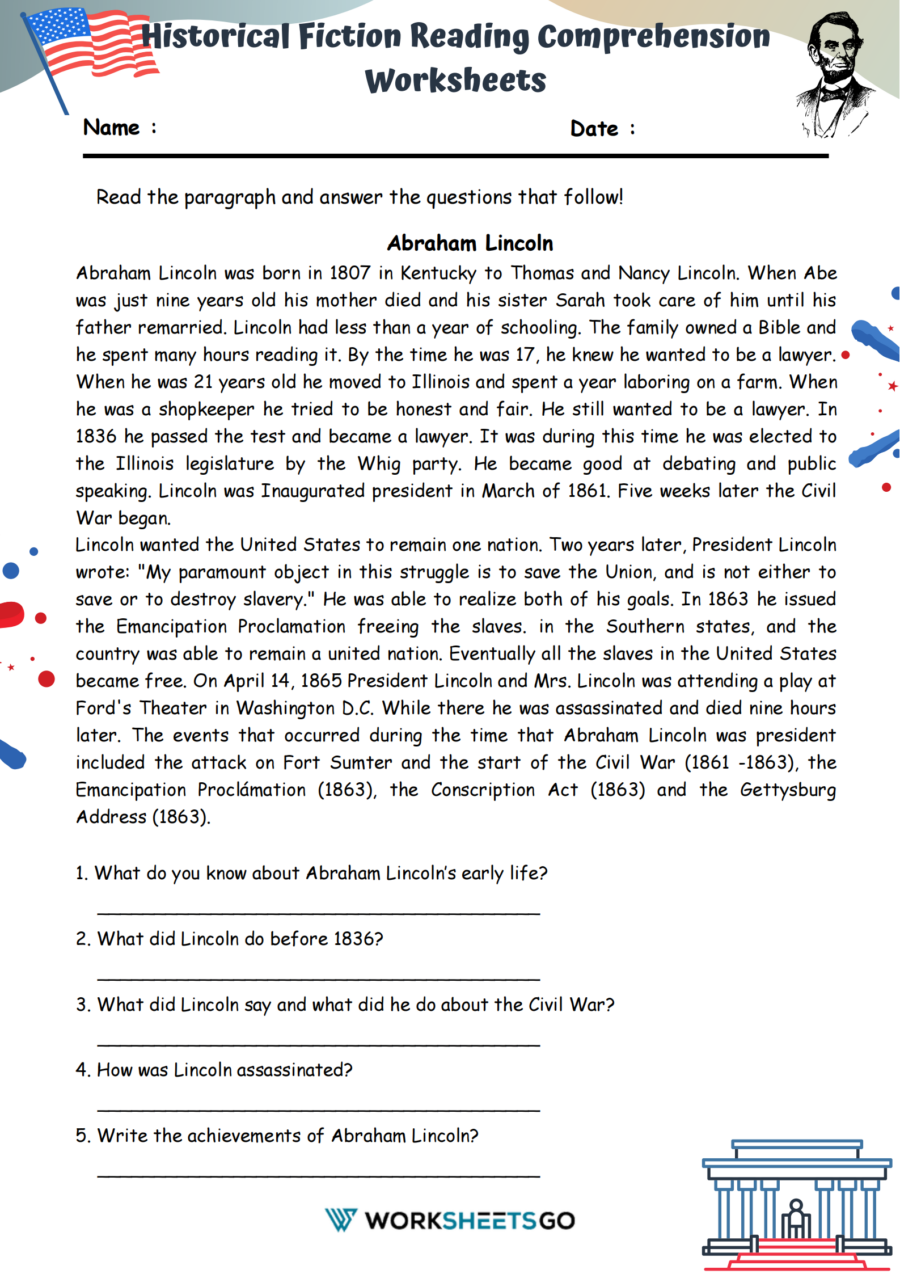 Historical Fiction Reading Comprehension Worksheets WorksheetsGO