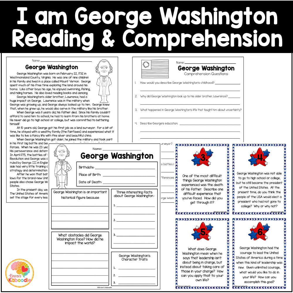 George Washington Reading Comprehension Worksheets