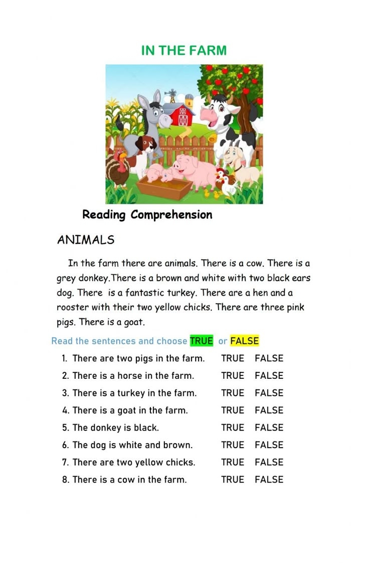 Farmer Reading Comprehension Worksheets